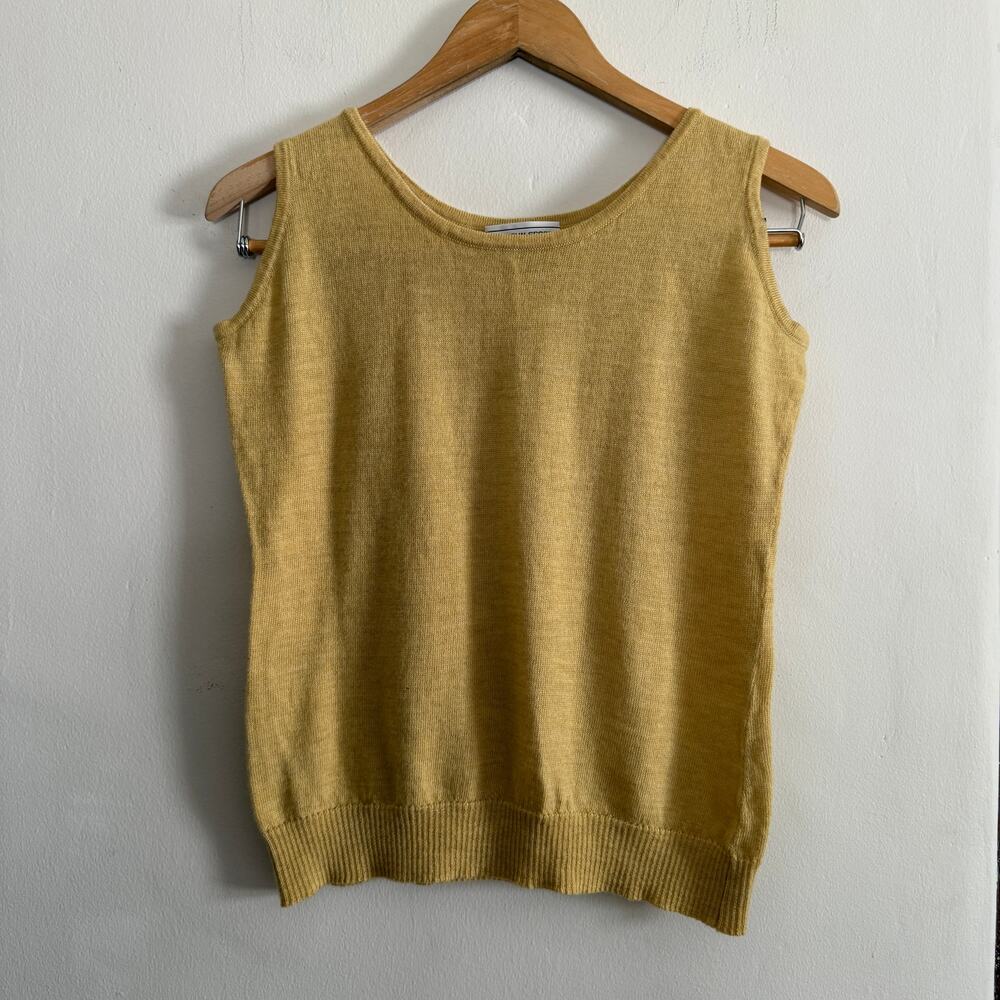 80s Vintage St. John Sport Yellow Sleeveless Sweater Shell | Medium
